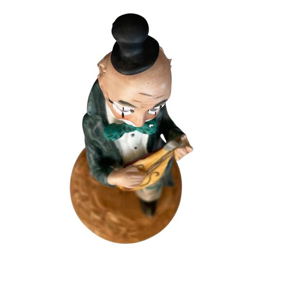 Aldon Porcelain Clown Music Box with Guitar Figurine Plays Send in the Clowns - Picture 7 of 16